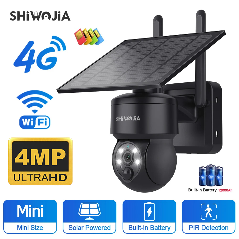Smart Home Cctv - SHIWOJIA WIFI Wireless PTZ Solar Camera