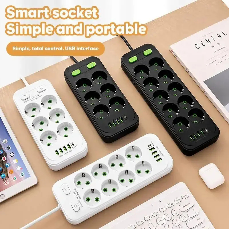 Smart Power Strip - 2M Electrical Socket EU Plug6 AC