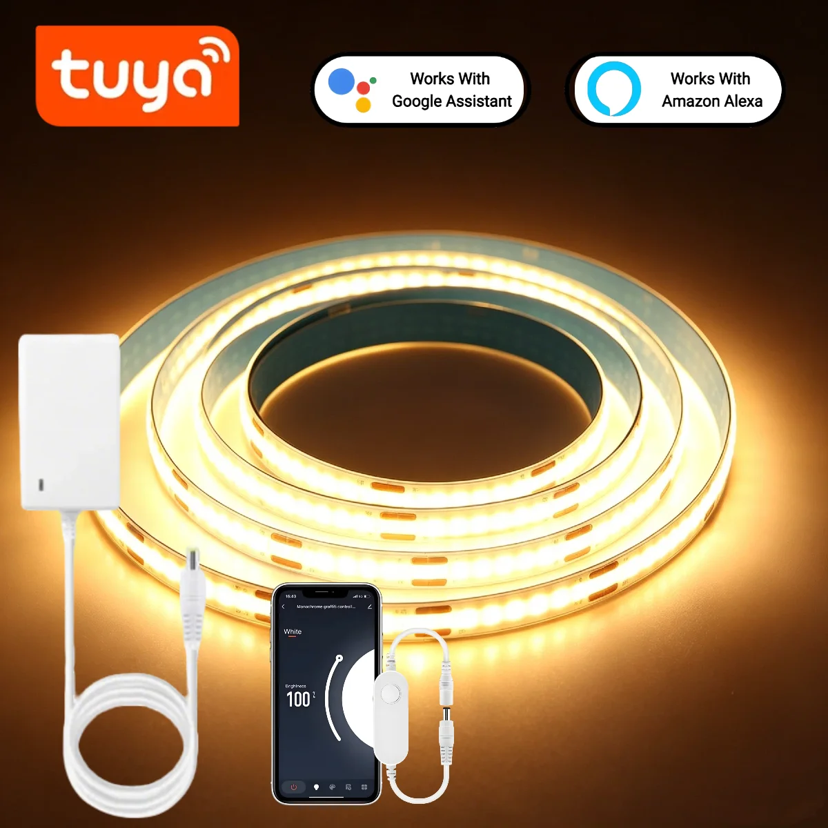 Smart Home Llm - Tuya Smart COB LED Strip Light,