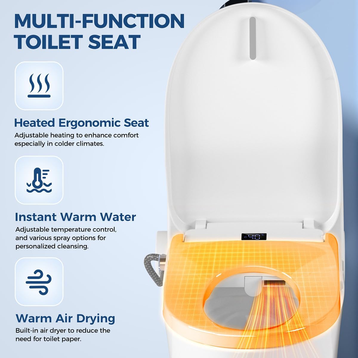 Smart Heated Bidet Toilet Seat - Smart Night Light บทวิจารณ์และราคา