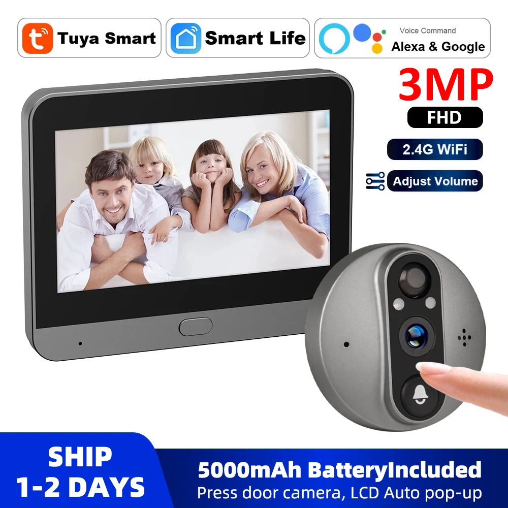 3MP WiFi Smart Tuya Peephole 5 - Smart Home Cctv บทวิจารณ์และราคา