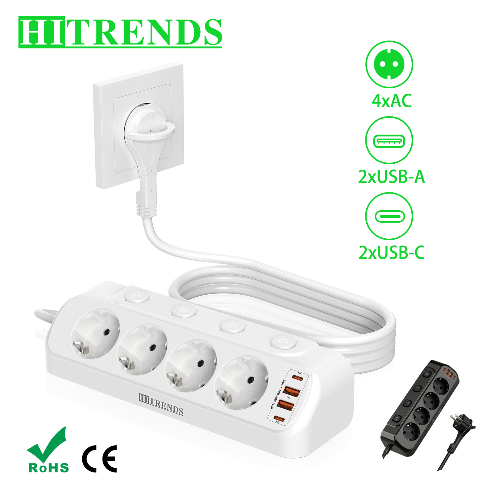 European Desktop Socket multi- - Smart Power Strip บทวิจารณ์และราคา