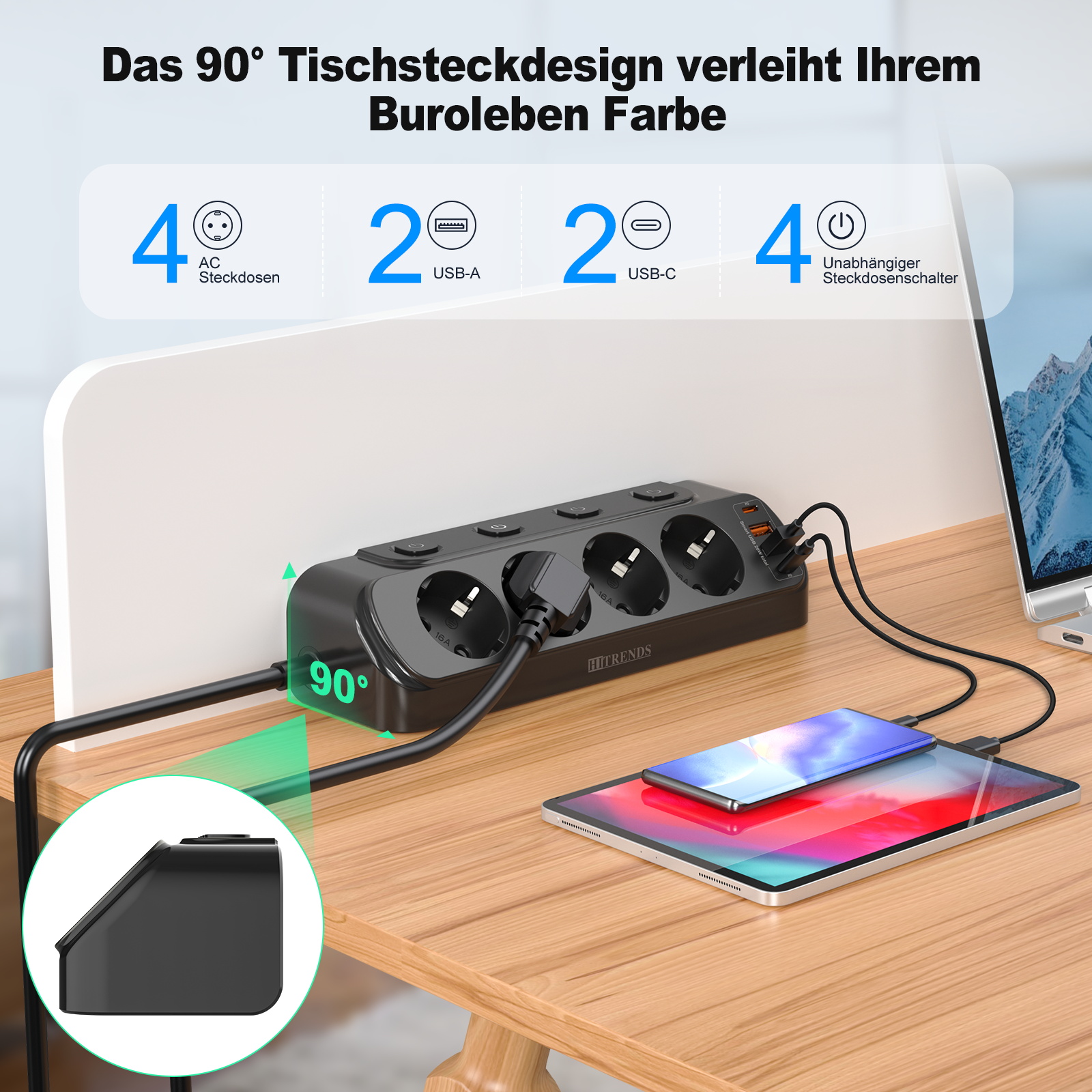 European Desktop Socket multi- - Smart Power Strip บทวิจารณ์และราคา
