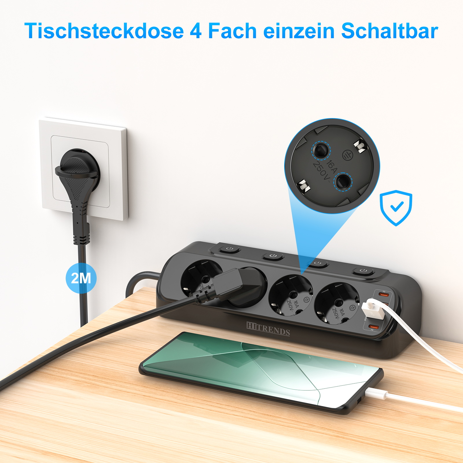 European Desktop Socket multi- - Smart Power Strip บทวิจารณ์และราคา