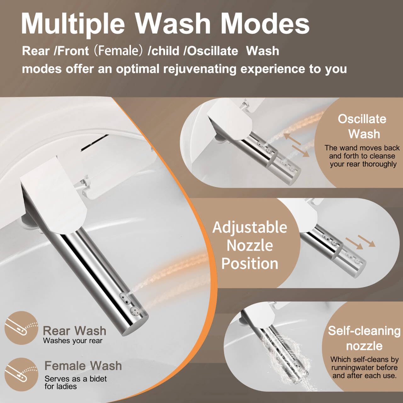 Electric Bidet Toilet Seat wit - Smart Night Light บทวิจารณ์และราคา