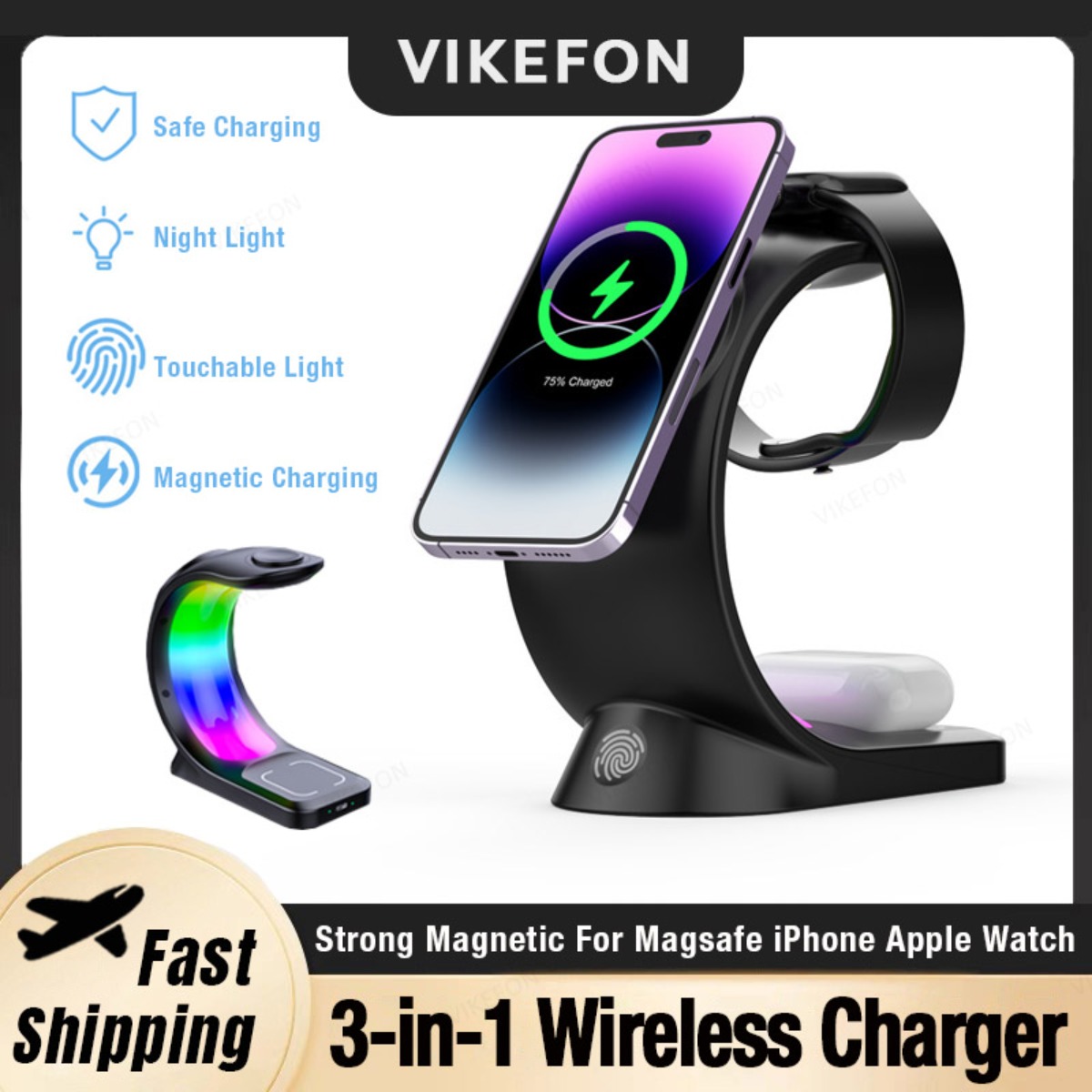Magnetic Wireless Charger Touc - Smart Night Light บทวิจารณ์และราคา