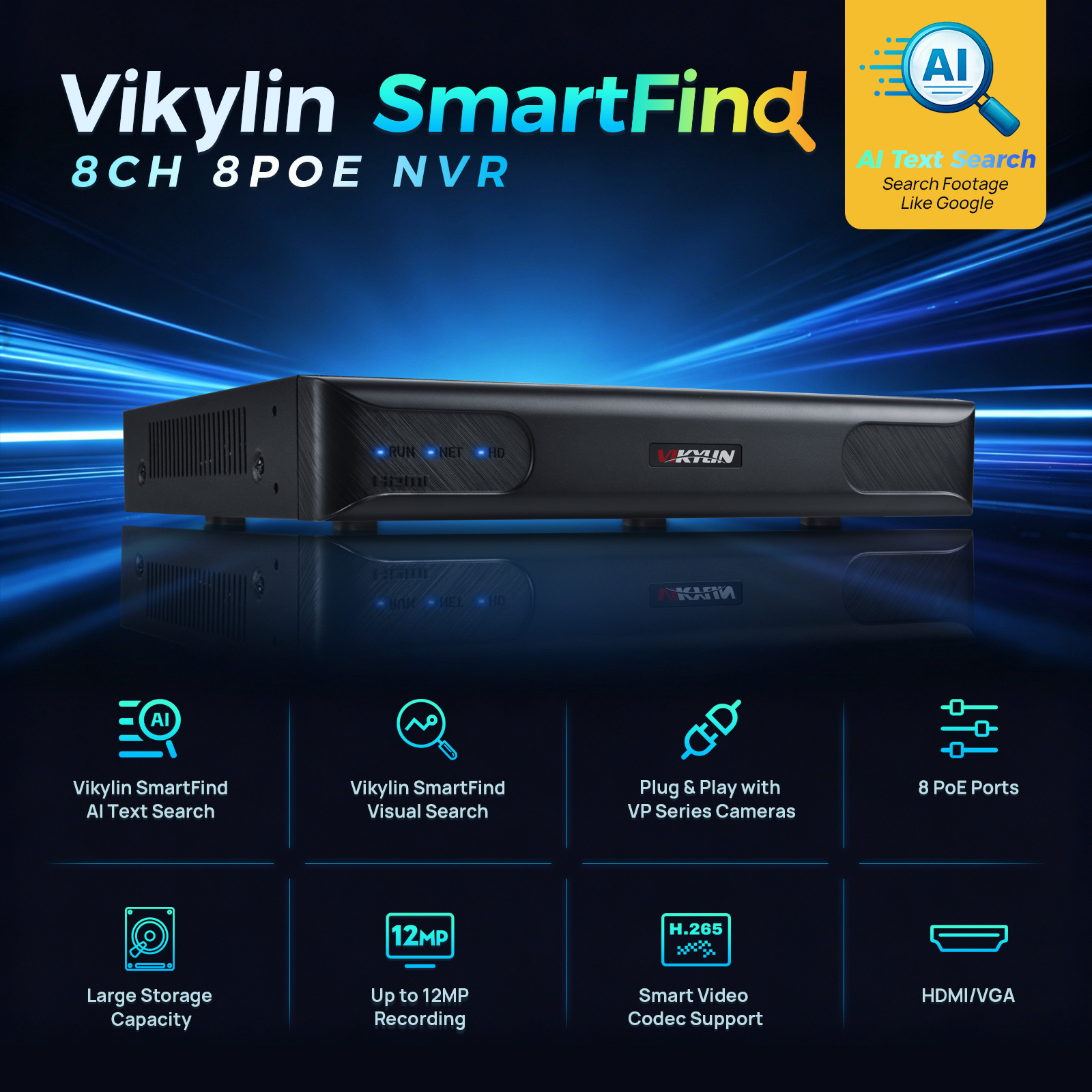 Vikylin 4K NVR UP to 12MP 8CH  - Smart Home Security System บทวิจารณ์และราคา