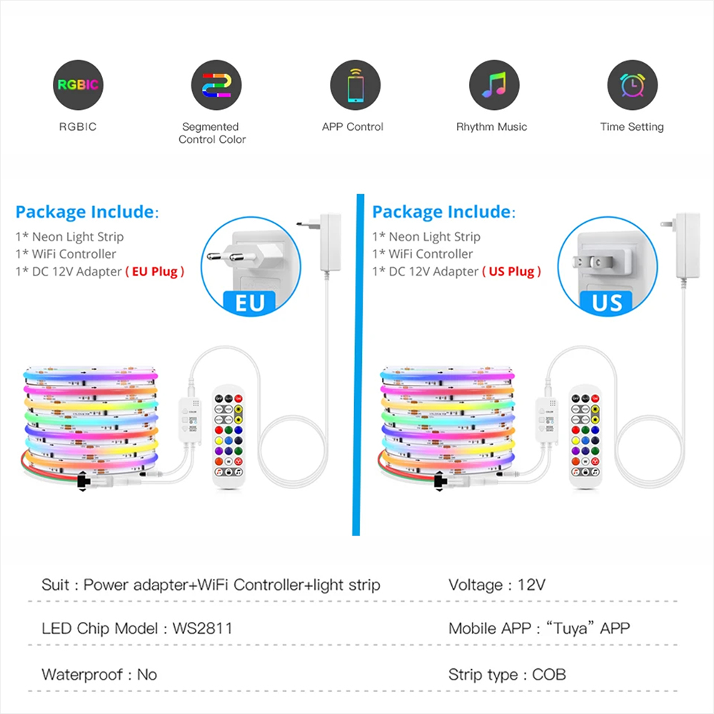 Tuya WiFi WS2811 RGBIC COB LED - Smart Home Llm บทวิจารณ์และราคา