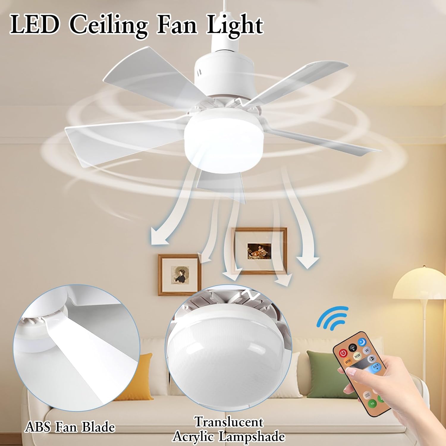 LED Ceiling Fan With Light E27 - Smart Home Ventilation System บทวิจารณ์และราคา