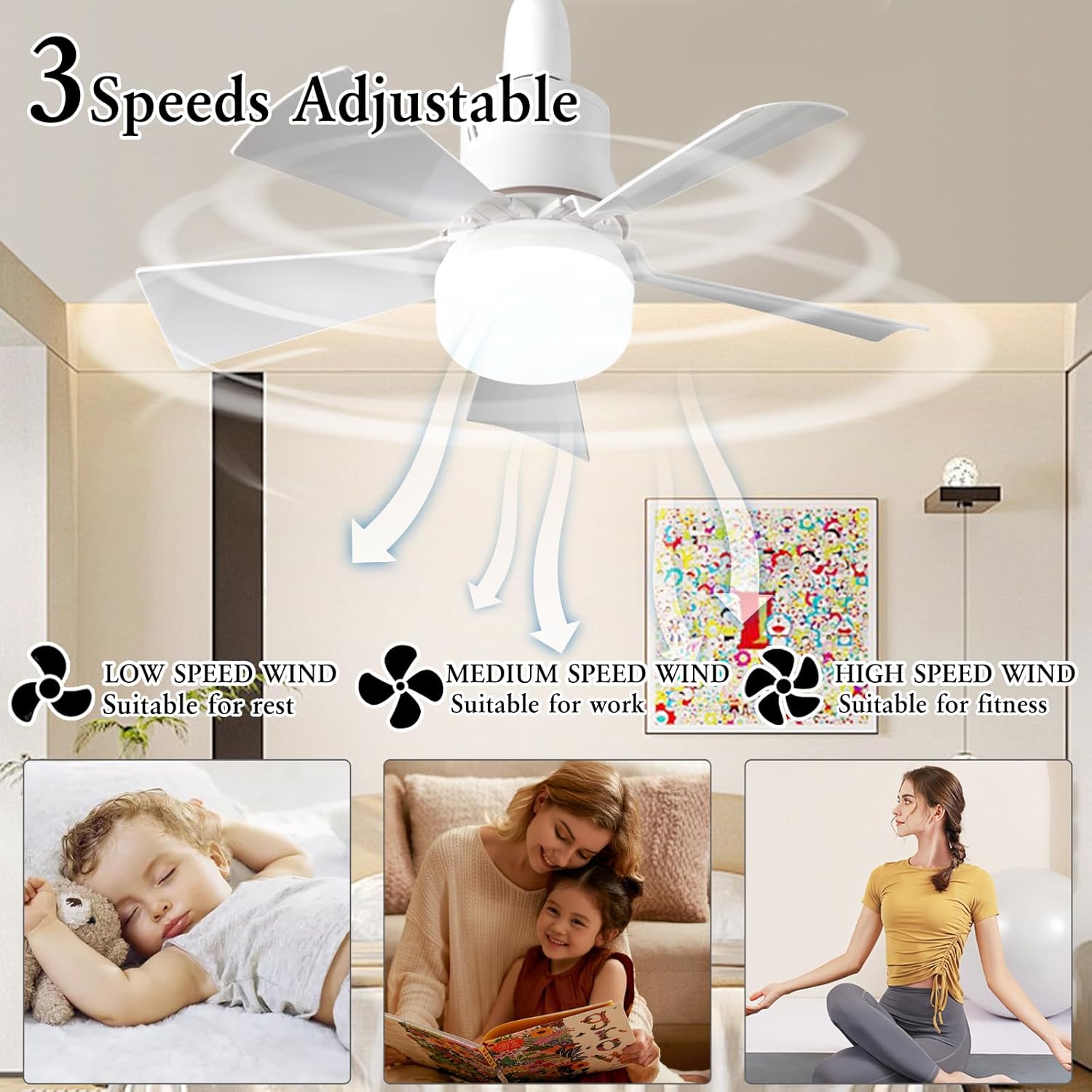 LED Ceiling Fan With Light E27 - Smart Home Ventilation System บทวิจารณ์และราคา