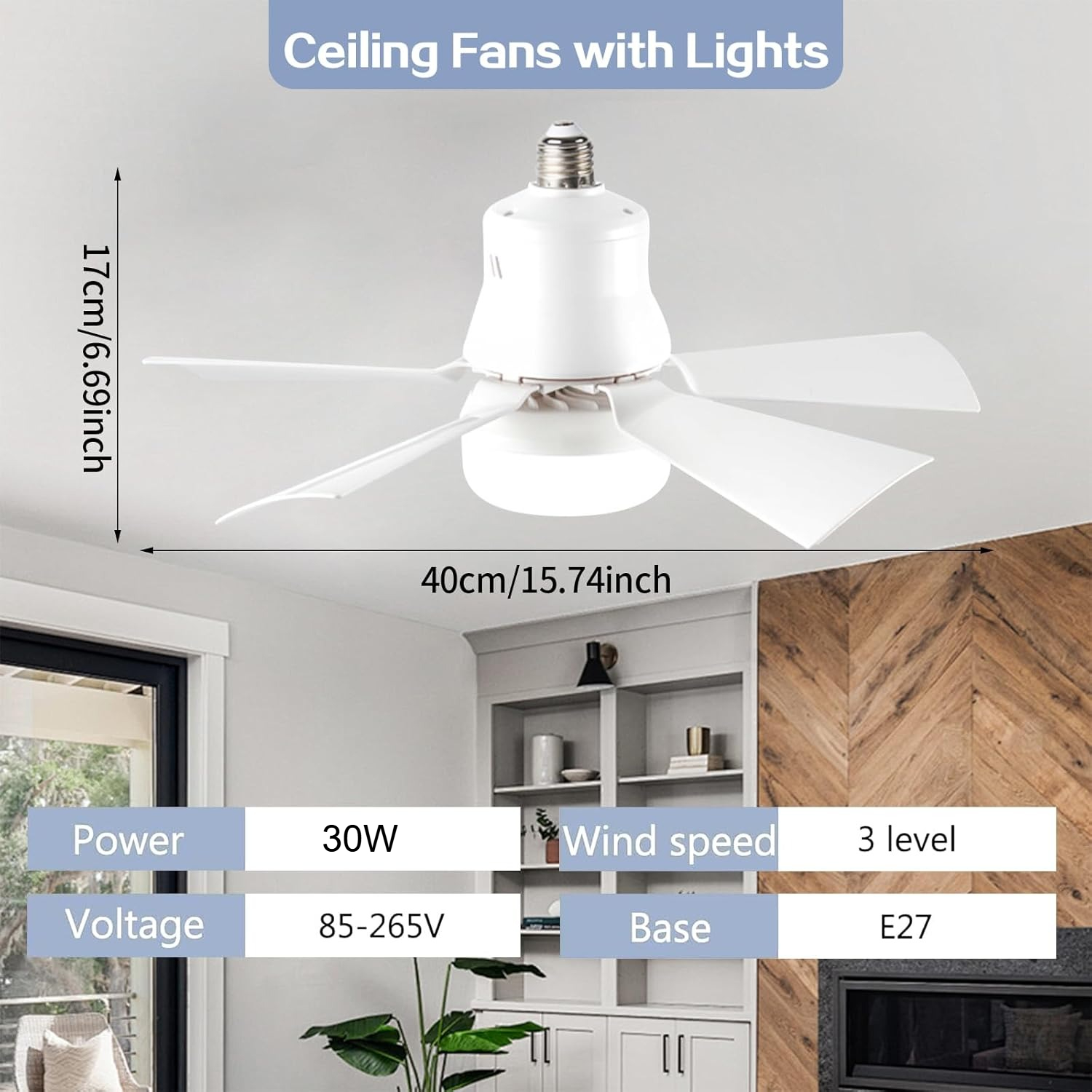 LED Ceiling Fan With Light E27 - Smart Home Ventilation System บทวิจารณ์และราคา