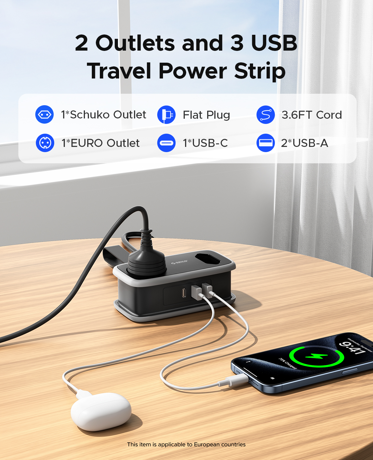 ORICO EU Plug Power Strip with - Smart Power Strip บทวิจารณ์และราคา
