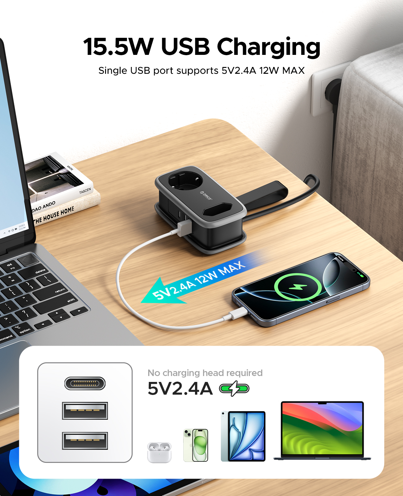 ORICO EU Plug Power Strip with - Smart Power Strip บทวิจารณ์และราคา