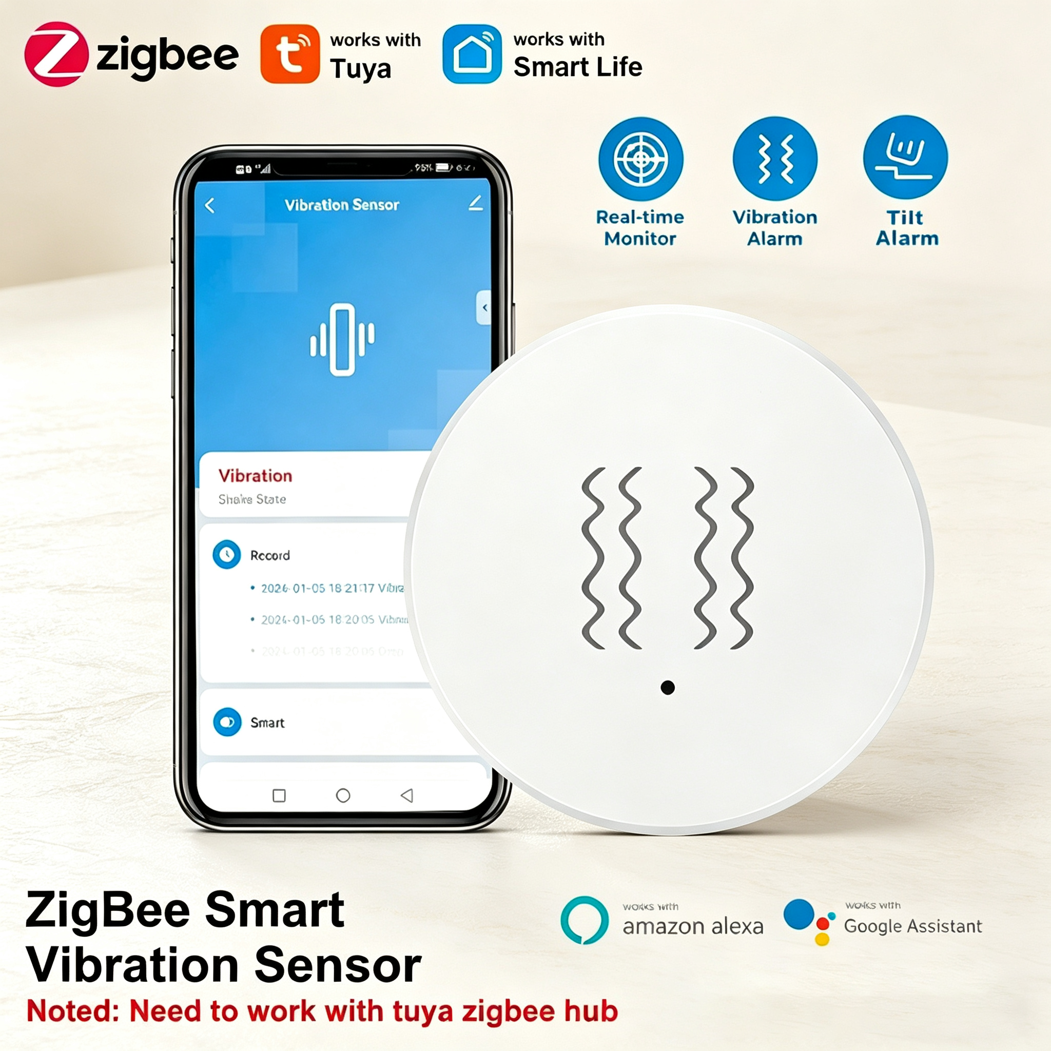 Tuya ZigBee Smart Vibration &  - Smart Home Security System บทวิจารณ์และราคา