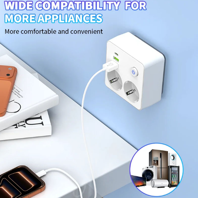 EU Plug Outlet 2 Sockets Multi - Smart Power Strip บทวิจารณ์และราคา